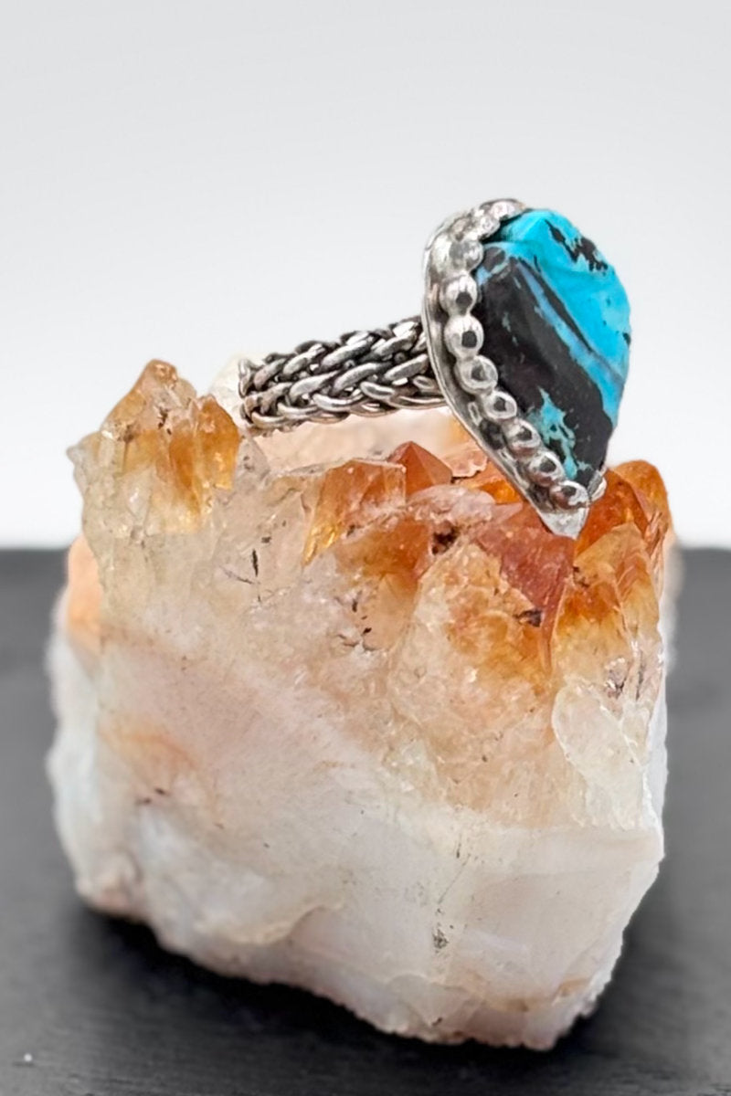 Braided Heart-Shaped Turquoise Ring