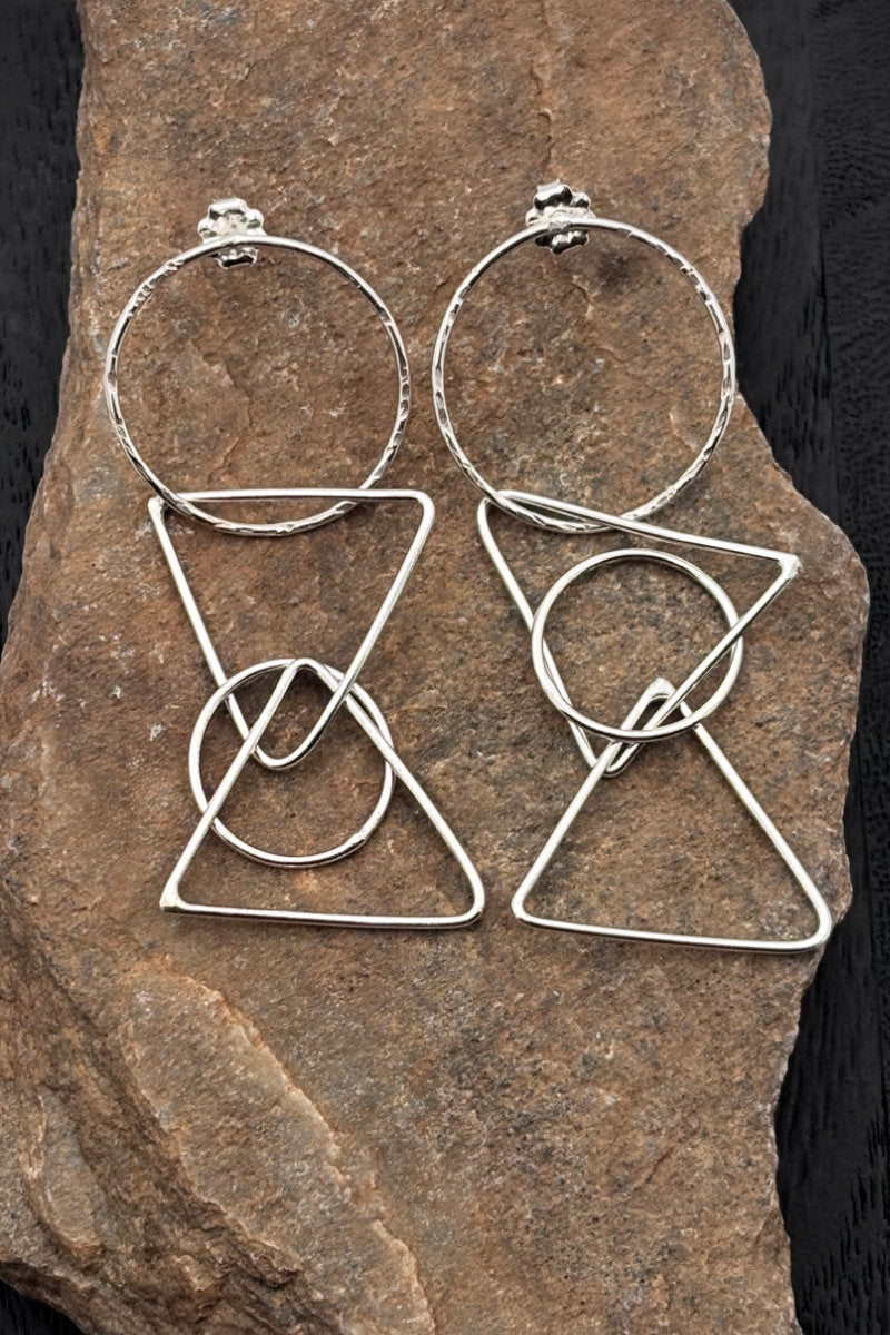 Interconnected Sterling Silver Earrings