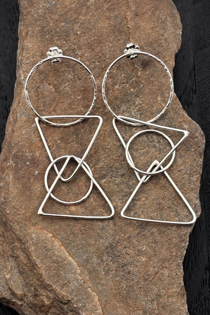 Interconnected Sterling Silver Earrings