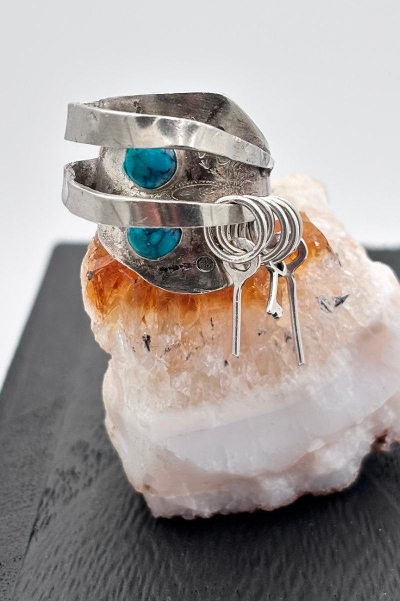 Turquoise Stone Fork Ring